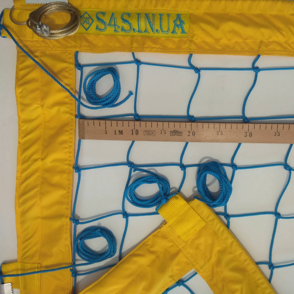 

Волейбольная сетка пляжная "Элит" сетка для пляжного волейбола с тросом сине-желтая