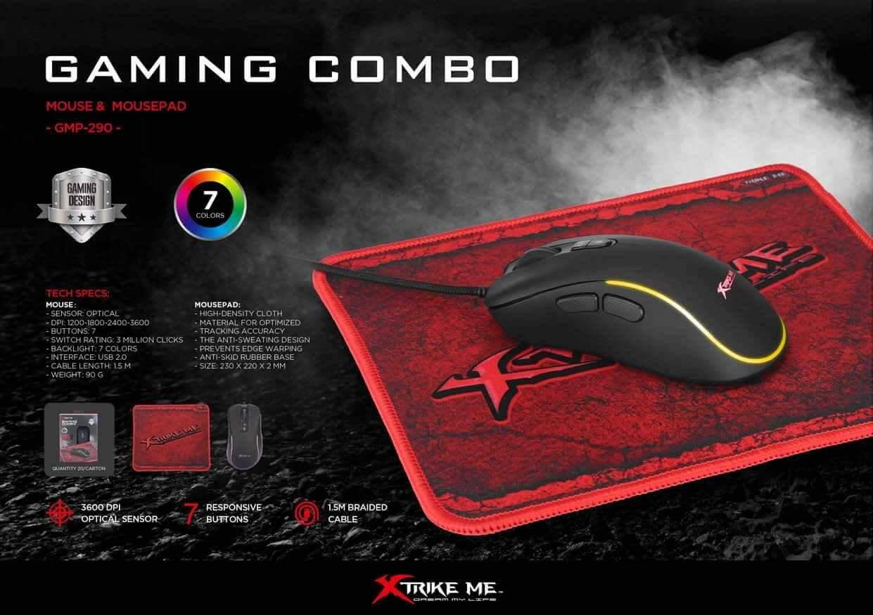 

Мышь игровая XTRIKE ME GMP-290 Backlight + коврик, Черный