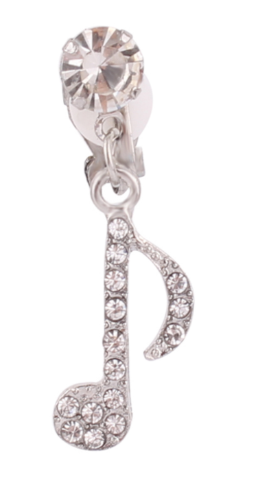 

Клипсы серьги сережки (без прокола) серебристый металл пр-во Корея нота музыкальная