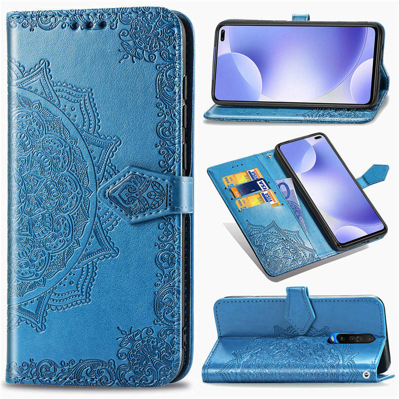 

Кожаный Чехол книжка с визитницей для Xiaomi Redmi K30 / Poco X2 (Синий)