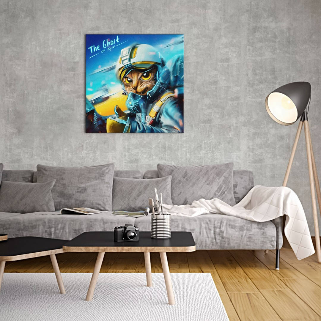 

Інтер'єрна картина-постер на стіну Котик Призрак Киева ©Марианна Пащук 50х50