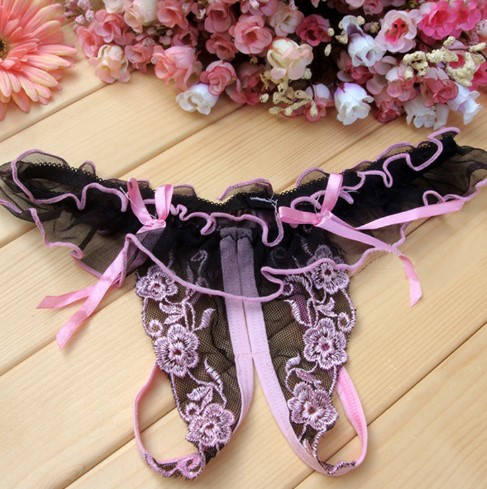 

Трусики с промежностью черный + розовый - размер универсальный (на резинке)