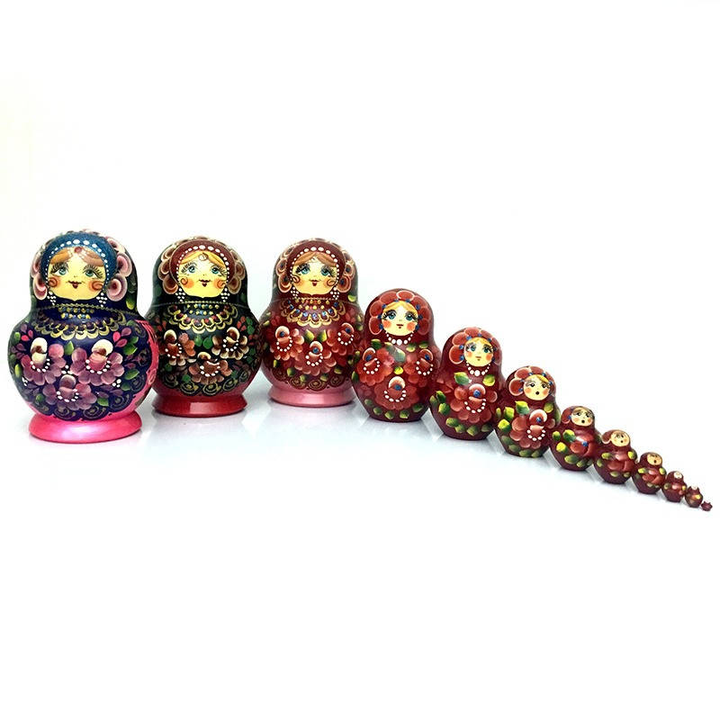 

Матрешка расписная из дерева Цветочные узоры, Разные цвета