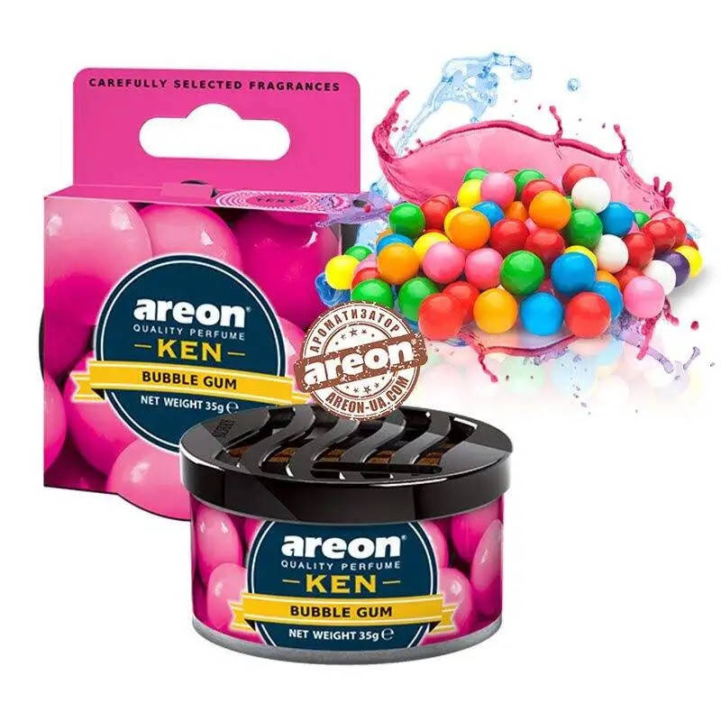 

Ароматизатор Areon (Освежитель воздуха в машину) "KEN" - сухой в банке_Bubble Gum