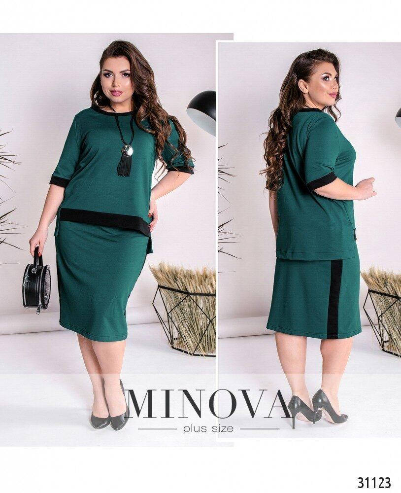 

Нежный женский костюм, ткань "Трикотаж" 50, 52, 54 размер 50, Изумрудный