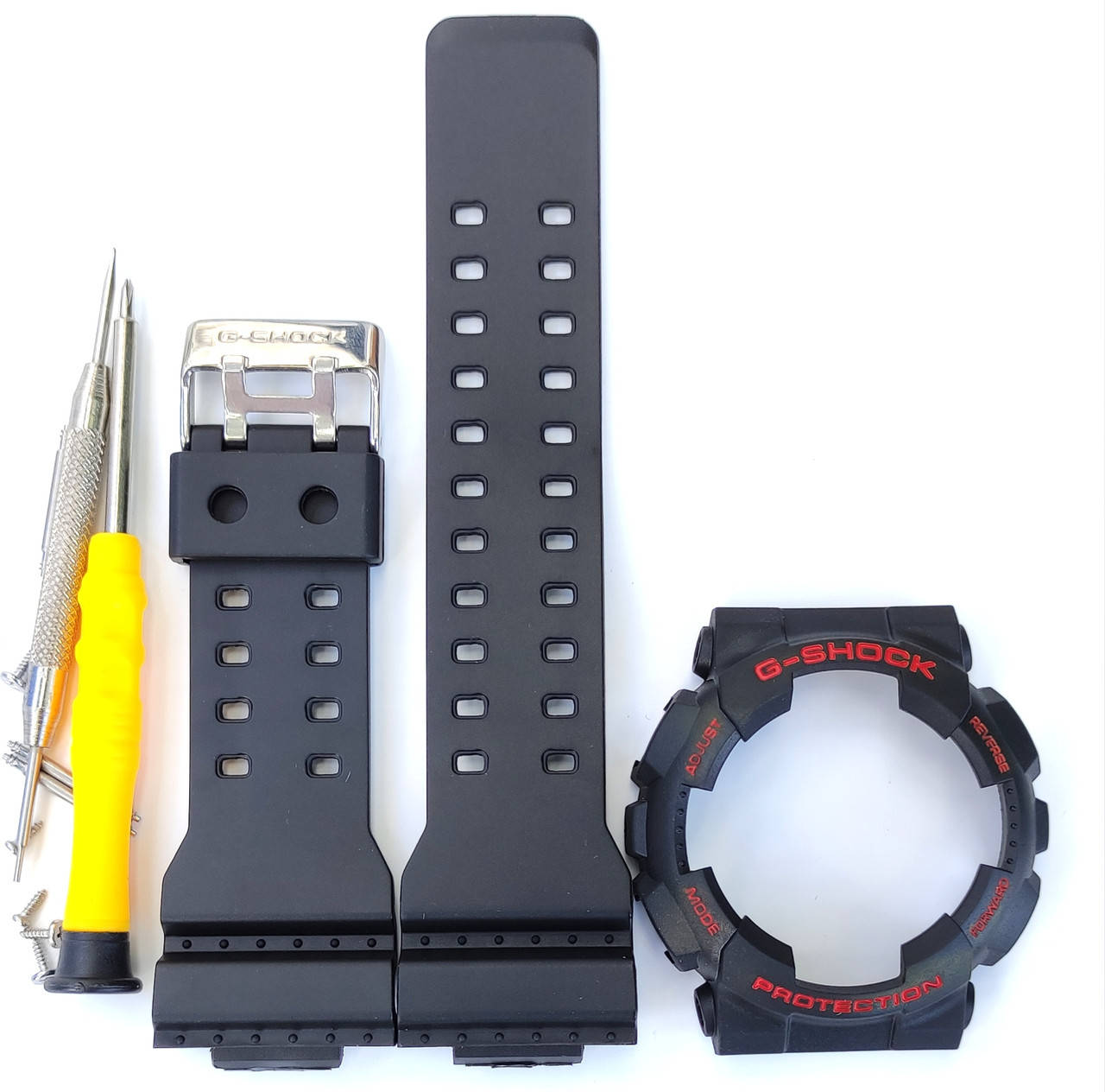 

Casio ремешок, безель (рант) для часов G-SHOCK GA-100 / GA-110 / GA-120 GD-100 GD-120 Матовый Черный с красным