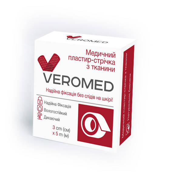 

Лейкопластырь катушка Veromed тканевой 3смх5м
