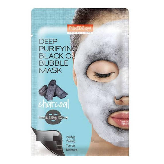 

Пузырьковая очищающая тканевая маска для лица Deep Purifying Black O2 Bubble Mask Charcoal (уголь)
