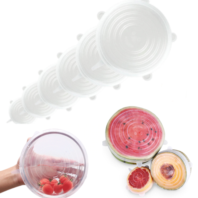 

Силиконовые крышки для посуды Chizequar набор 6 шт прозрачные, Прозрачный