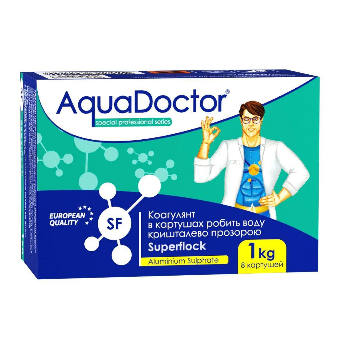 

Флокулянт Aquadoctor SF superflok в картушах от мутной воды в бассейне, 1 кг