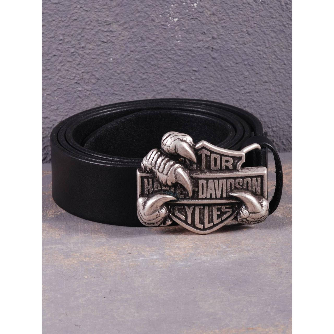 

Ремень кожаный Harley Davidson лапа чёрный, Черный