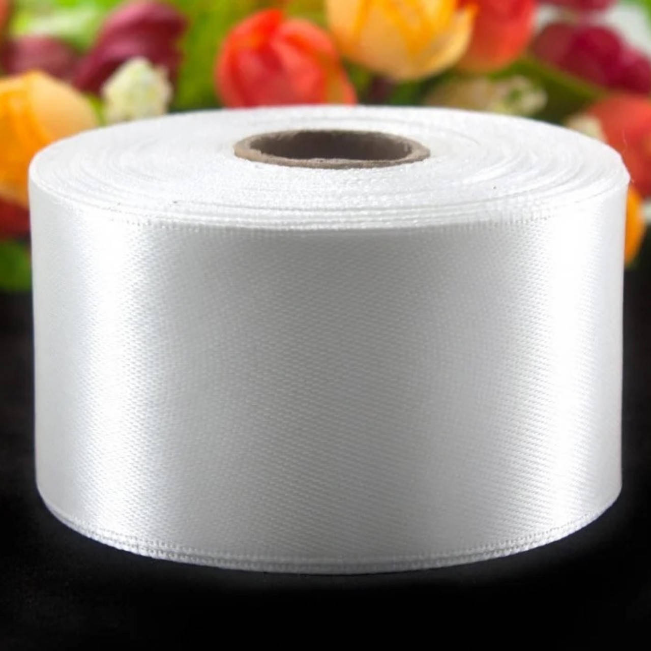 

Атласная лента 40 мм (23 м.) белая, Белый