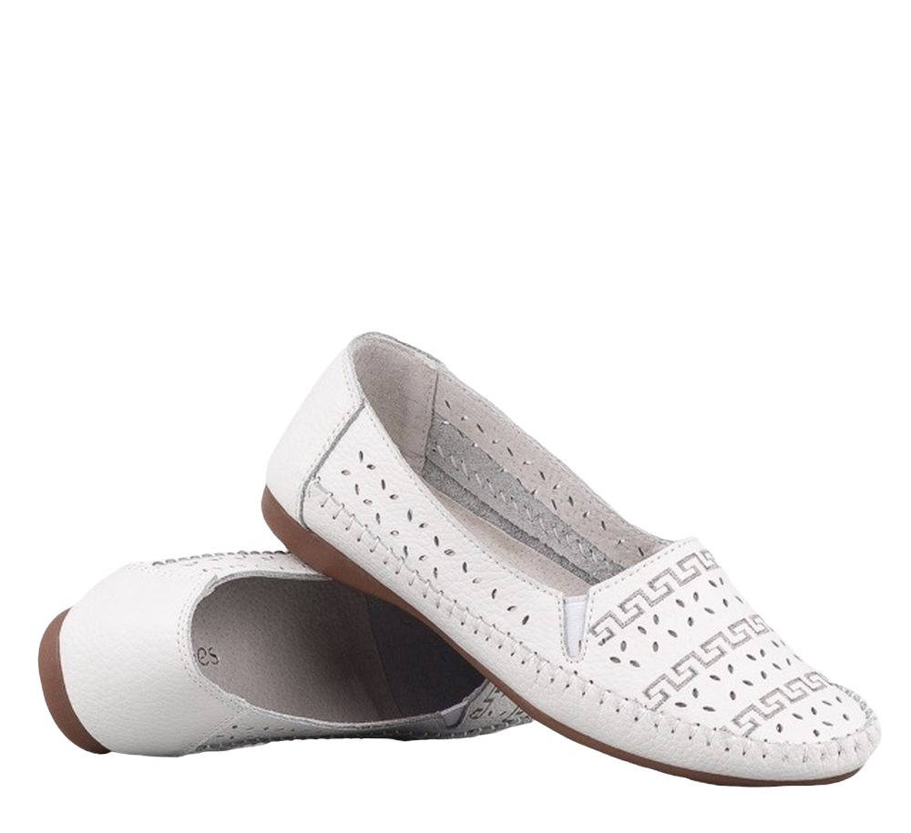 

Женские кожаные мокасины большого размера летние белые Allshose