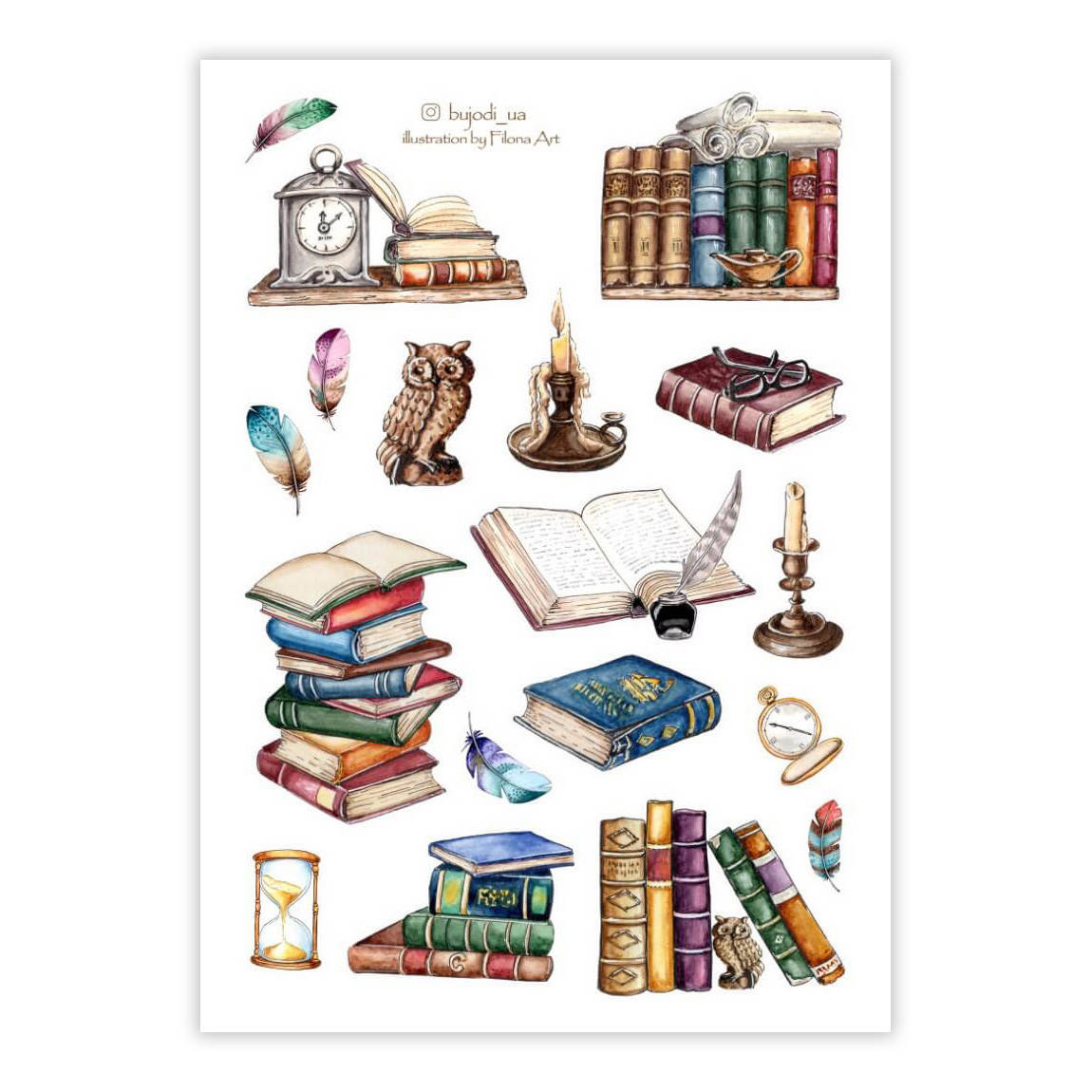 

Милые стикеры в дневник BUJODI Книги 17х12 см, Коричневый