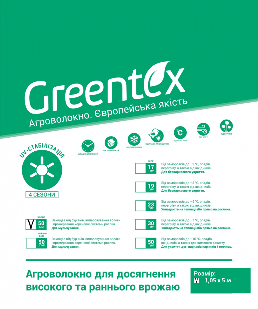 

Агроволокно Greentex p-50 (1.05x5м) чорне