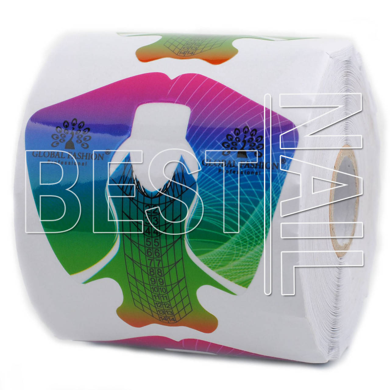 

Формы для ногтей Global Fashion радужные 300 штук