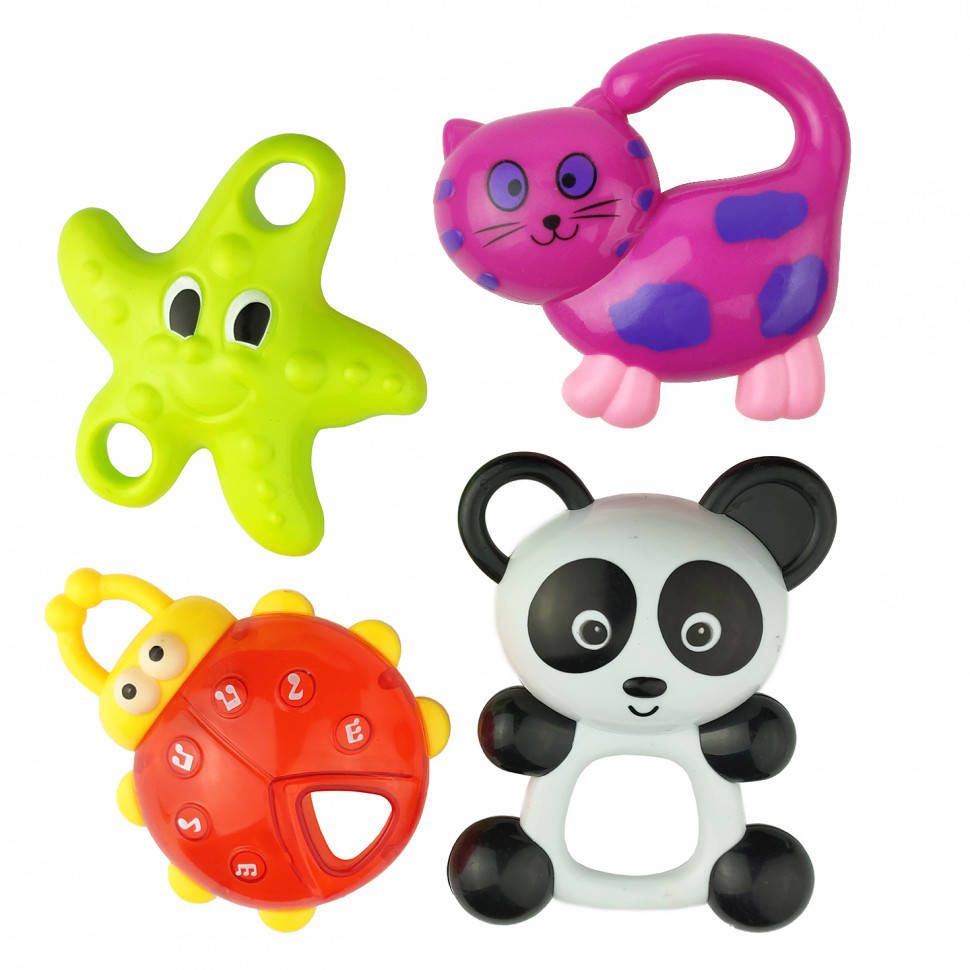 

Набор погремушек 2836, 4 шт (Фиолетовый кот) от LamaToys, Разные цвета