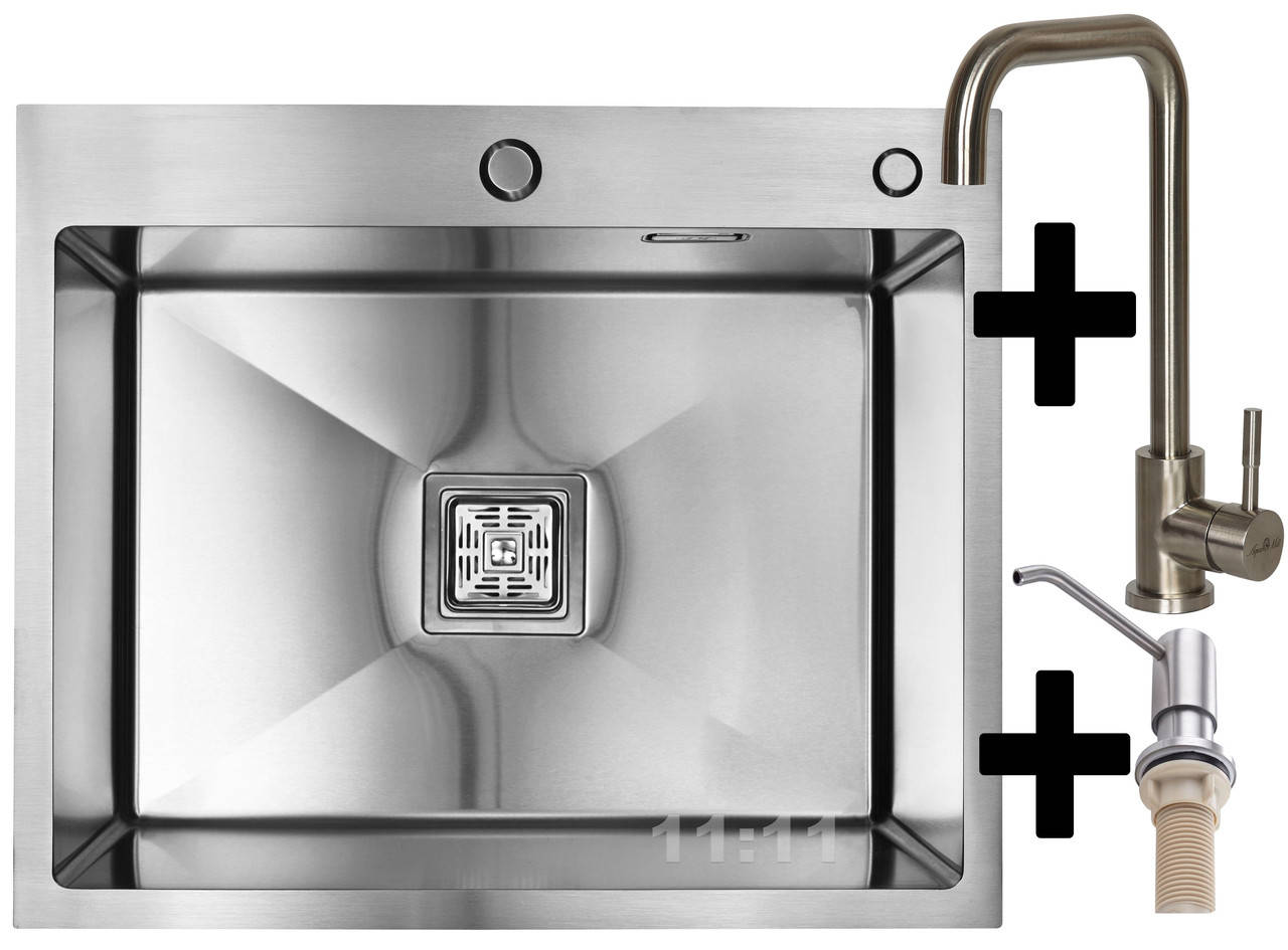 

Мойка из нержавейки AQUAMILL KUBUS 60 + Смеситель