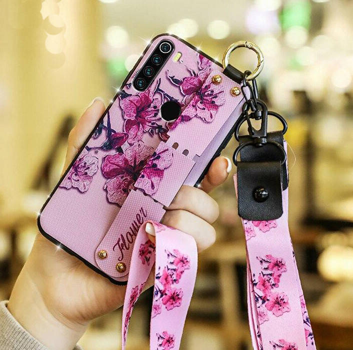 

Чехол Lanyard для Xiaomi Redmi Note 8T бампер с ремешком Rose
