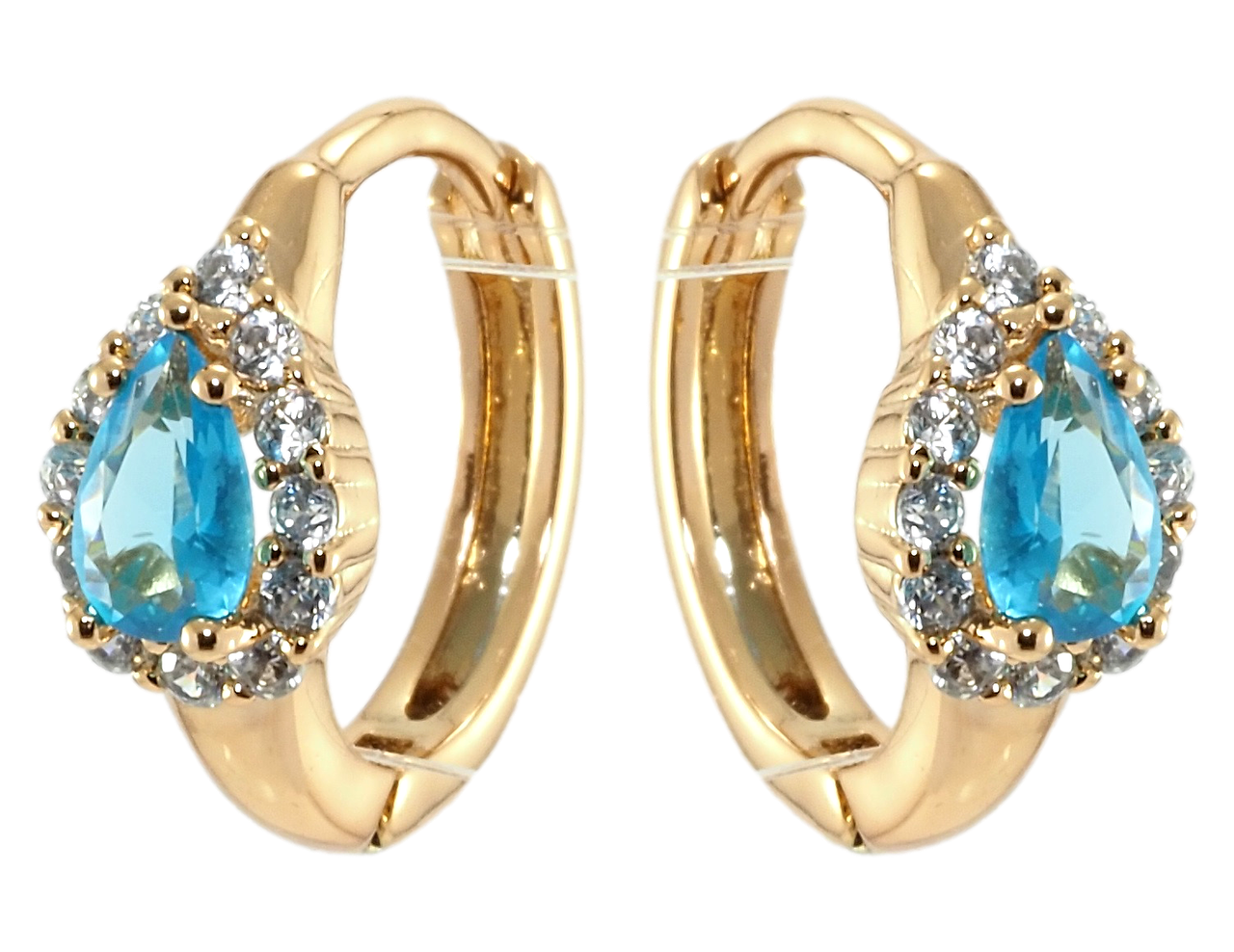 

Серьги Xuping Позолота 18K колечки "Голубые фианиты в обрамлении циркония"