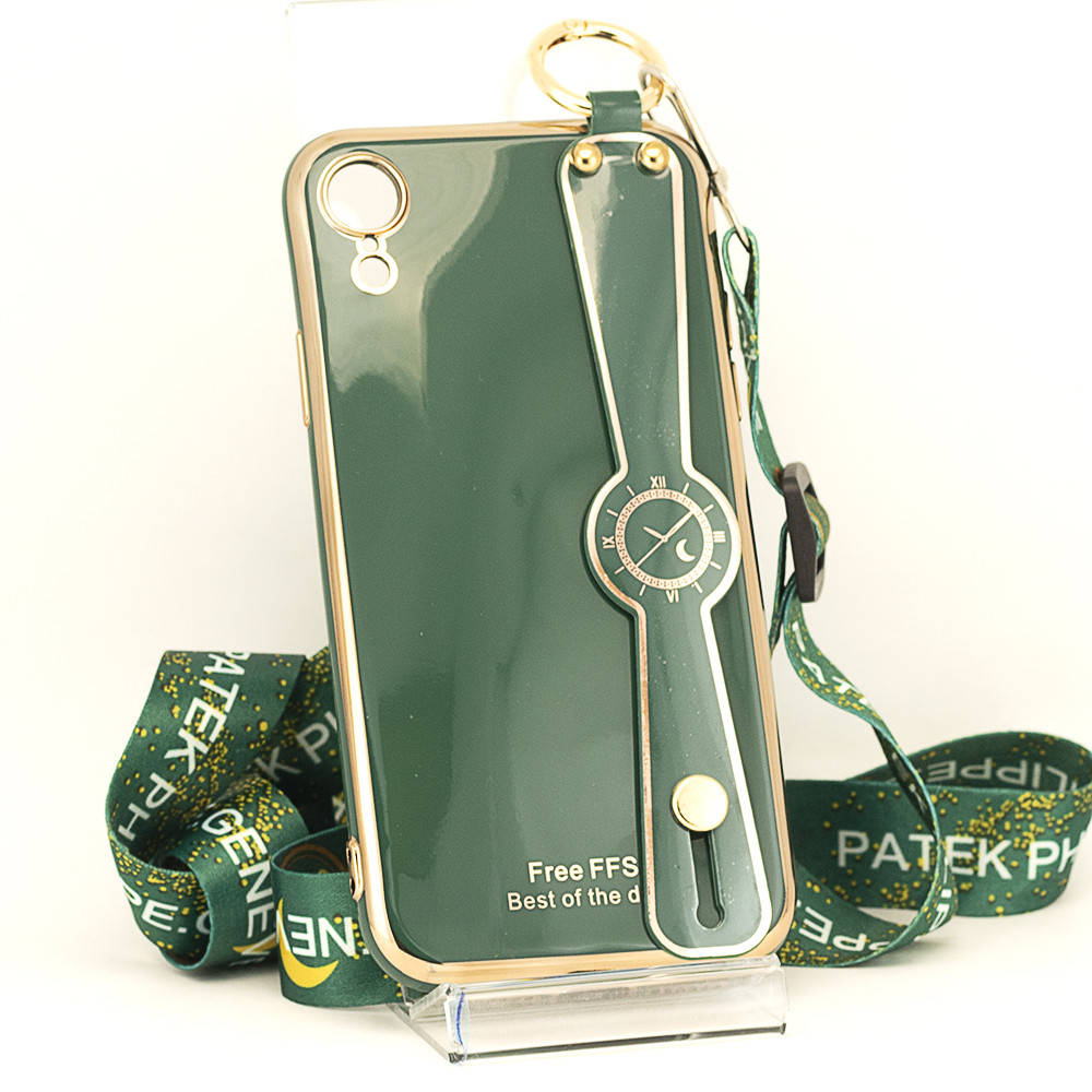 

Чехол Luxury для Iphone XR бампер с ремешком Green, Зелёный