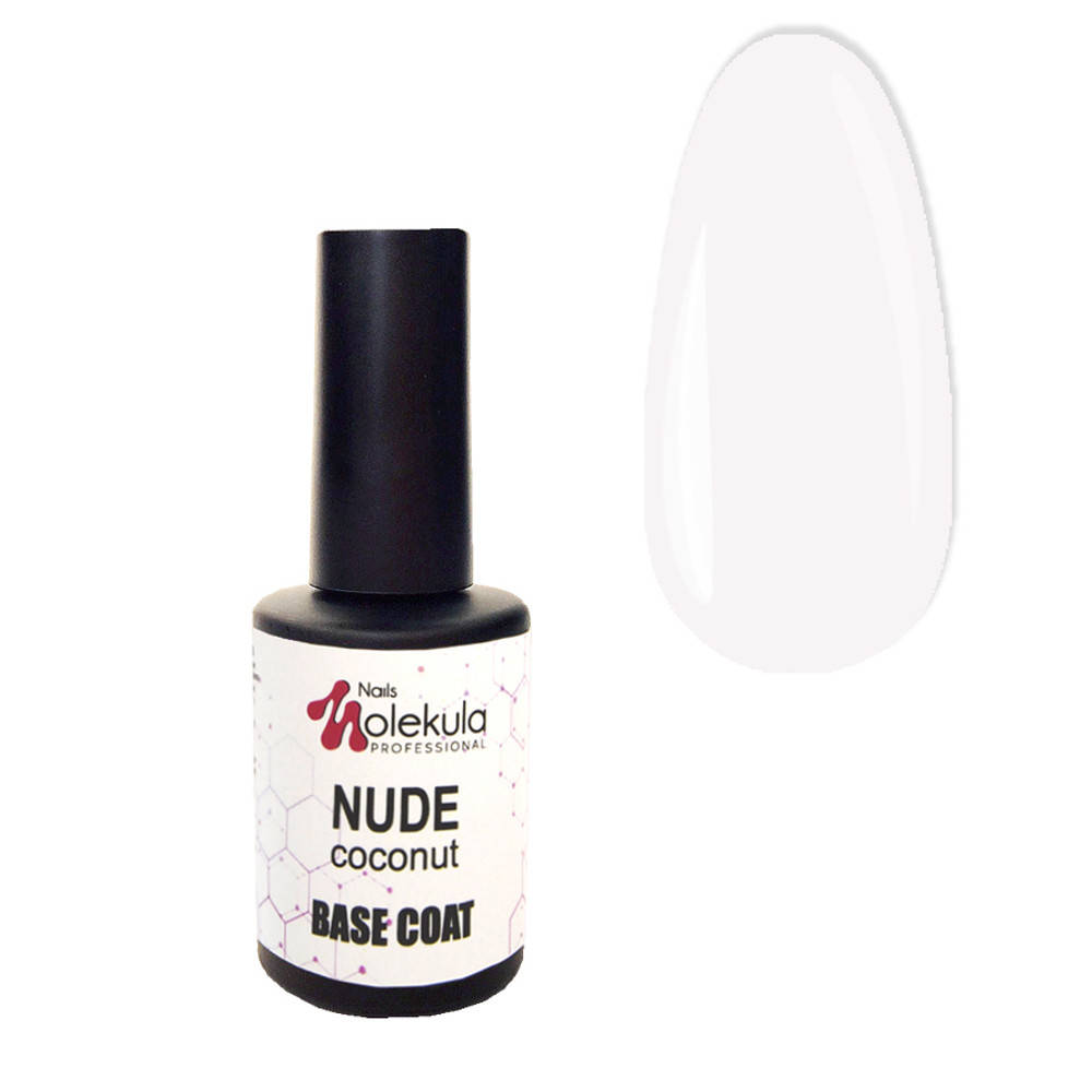 

База для гель-лака Nails Molekula Base rubber Nude Coconut 12 мл, белая