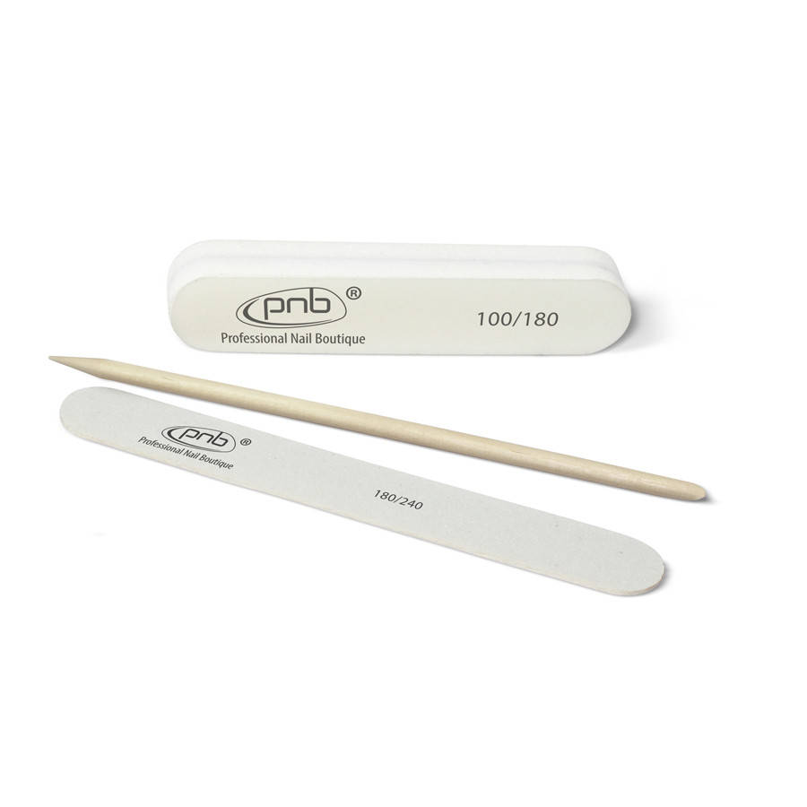 

Индивидуальный набор для маникюра PNB ( мини-пилка+мини-баф+апельсиновая палочка )