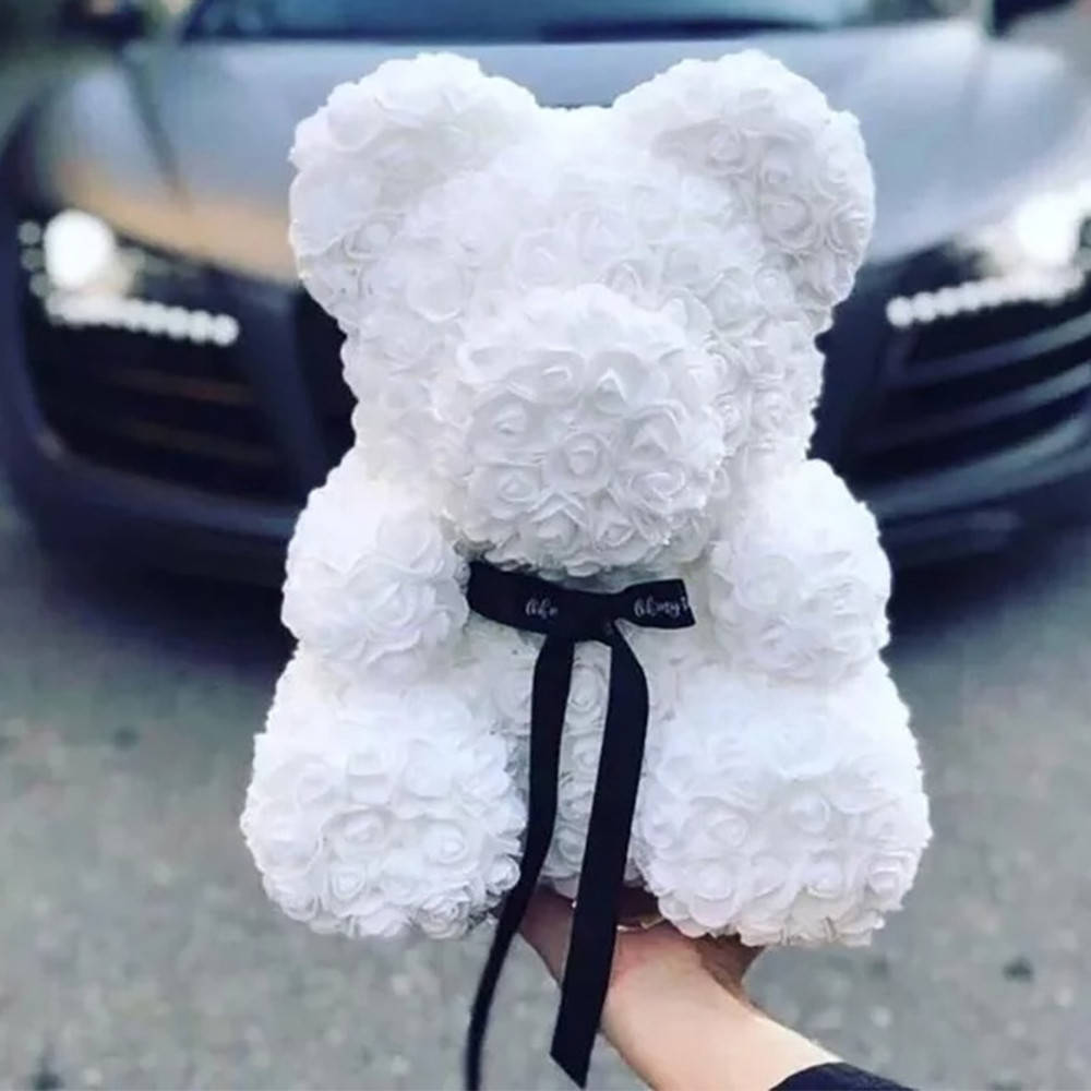 

Мишка из Роз 25 см / Мишка из цветов / Медведь из роз в подарочной коробке, Белый