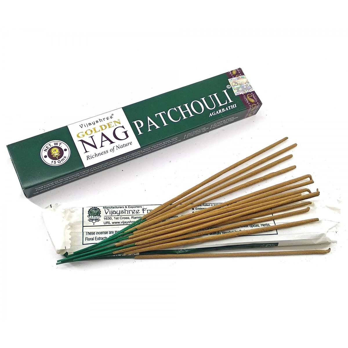 

Golden Nag Patchouli (Золотая Пачули)(Vijayshree)(12 шт/уп)(15 гр.) масала благовония