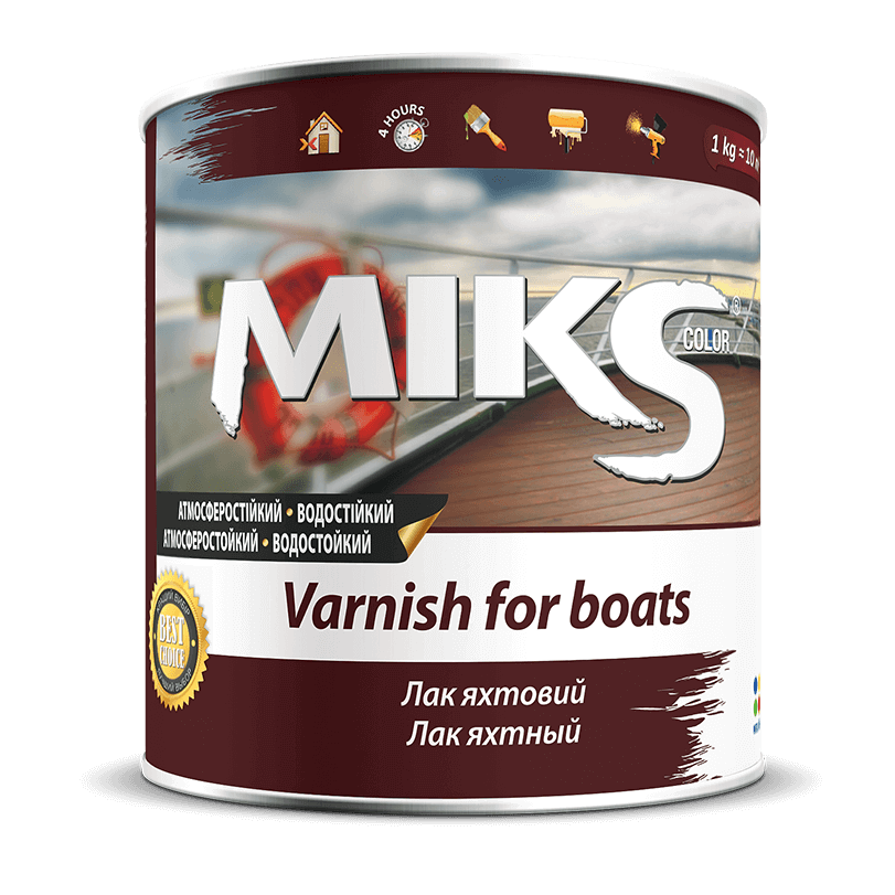 

Лак яхтенный MIKS шелковисто-матовый, алкидно-уретановый, 0,8кг