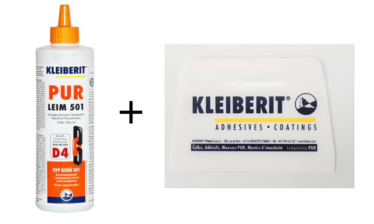 

Клей ПУР Клейберит 501.0 PUR D4 (1кг) в комплекте со шпателем -137мм. зубчатый
