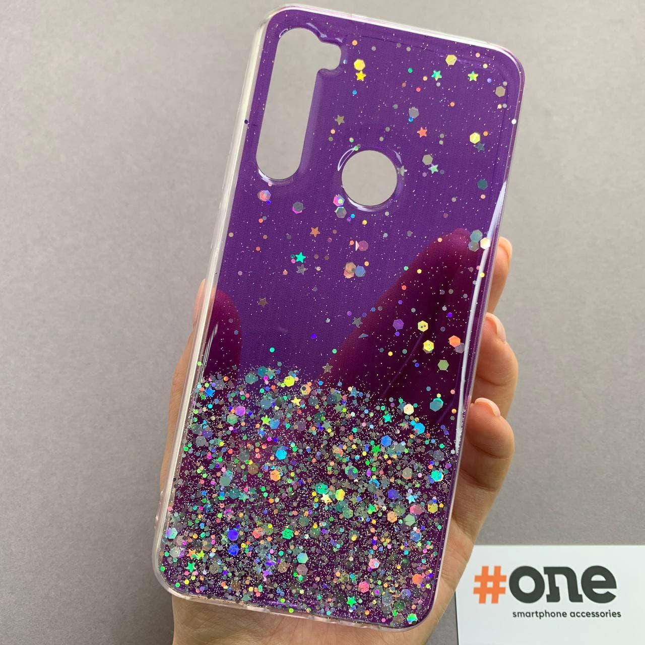 

Чехол для Xiaomi Redmi Note 8t накладка блестящая со звездочками чехол на телефон сяоми нот 8т фиолетовый R5U