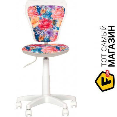 

Офисное кресло искусственная кожа, ткань Nowy Styl Кресло MINISTYLE GTS WHITE SPR-11 цветы разноцветный, Белый