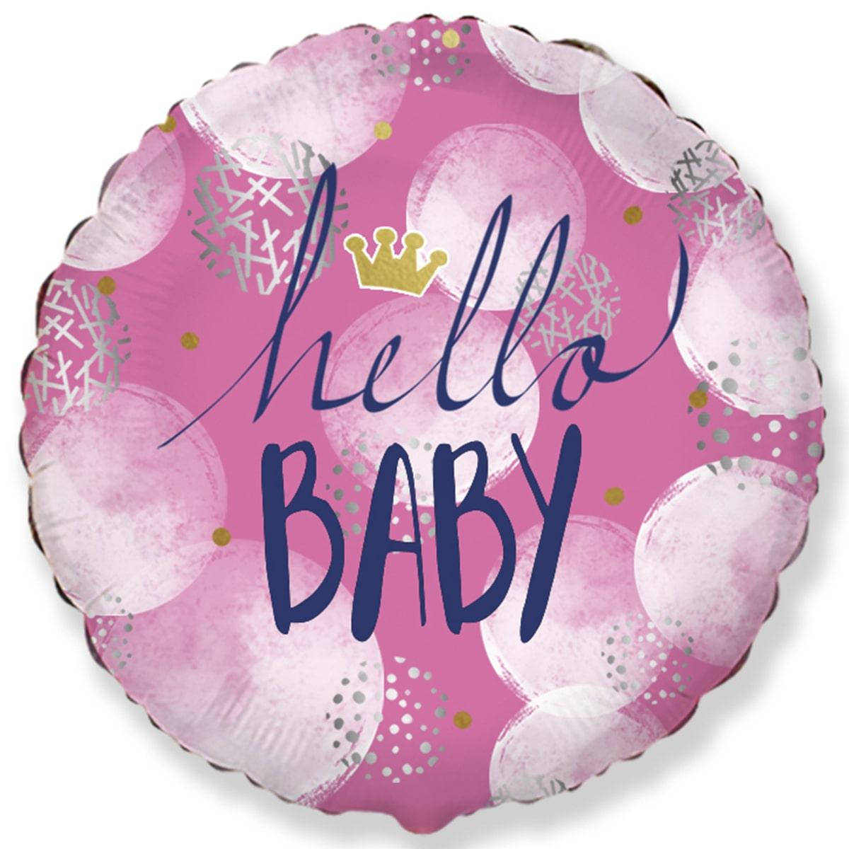 

Коло фольговане 18" Hello Baby дівчинка FLEXMETAL, Розовый