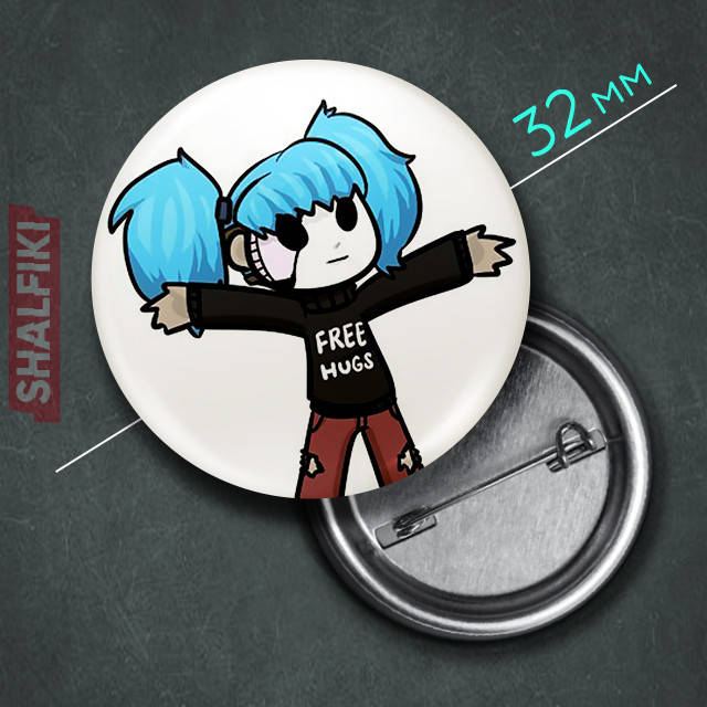 

"Салли Фейс / Sally face Free hugs" значок круглый на булавке Ø32 мм