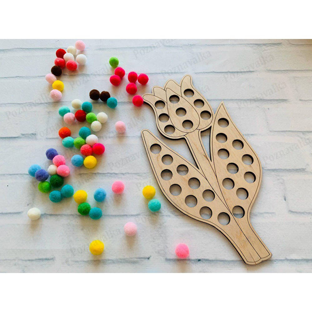 

Деревянная игра сортер Тюльпан с помпонами Познавалка 44089600 Poznavalka