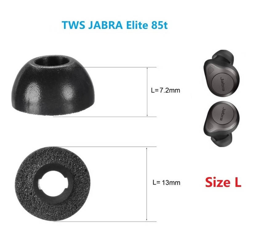 

Пенные амбушюры TWS JABRA Elite 85t OPPO Enco Free 2 ZMI Purpods Pro Размер L большие