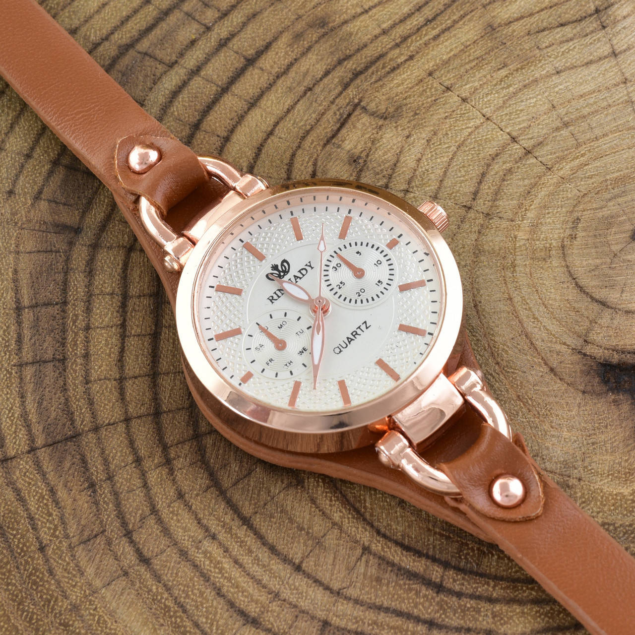 

Часы G085расп пятна диаметр циферблата 3.2 см длина ремешка 16-20 см коричневый цвет позолота РО