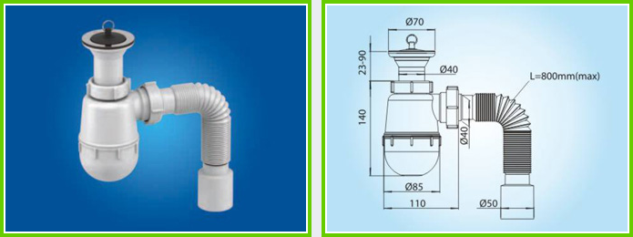 

Сифон «Кухня» К1310, Белый