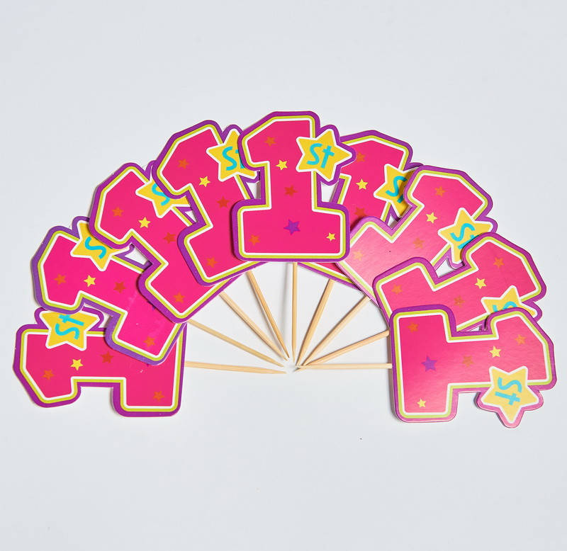 

Топперы для кексов "1st розовые" , 10 шт.