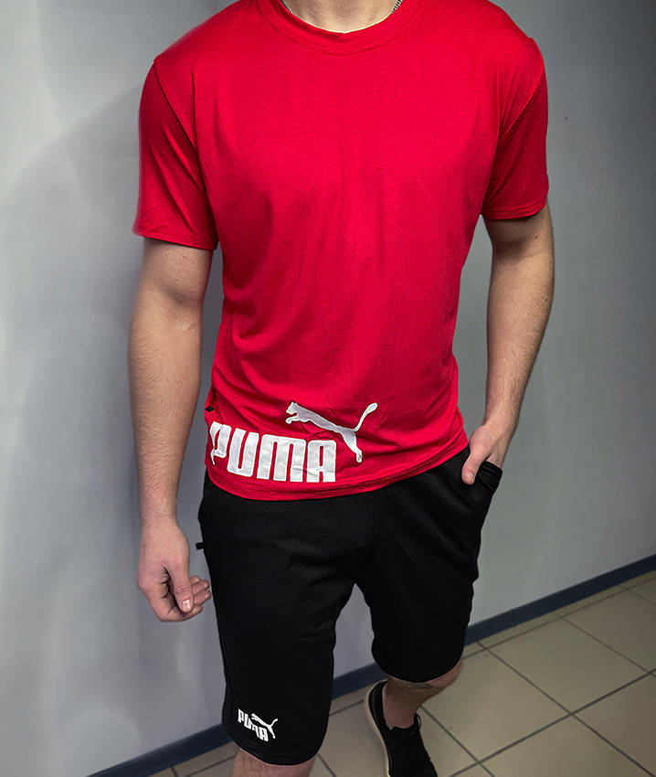 

Костюм спортивный мужской (шорты + футболка), повседневный комплект мужской спорт, Красный
