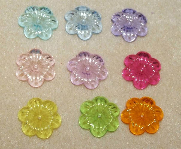 

Цветы акрил. прозрачные. 23 на 21 мм