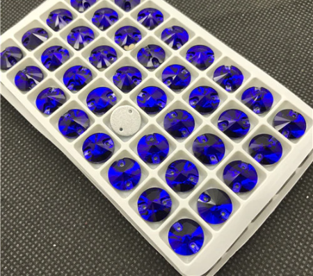 

10мм. Круглые пришивные стразы SAPPHIRE. Стекло., Синий