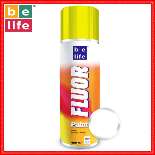 

Аэрозольная акриловая флуоресцентная краска белая BeLife Fluor №1010 400мл, Белый
