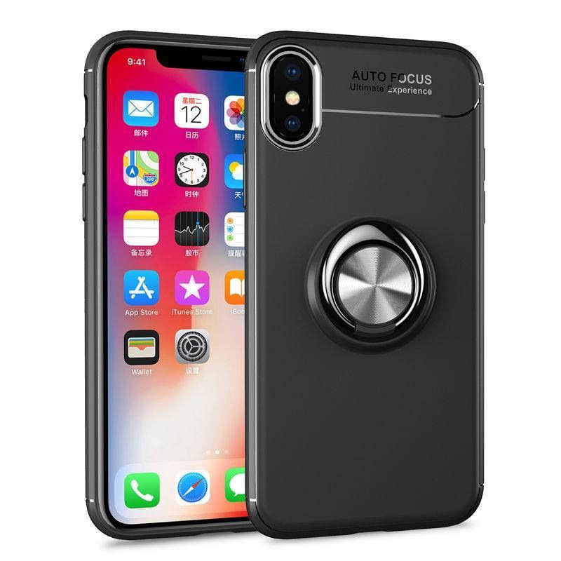

Чехол TPU Ring для Iphone XS бампер оригинальный black с кольцом, Черный