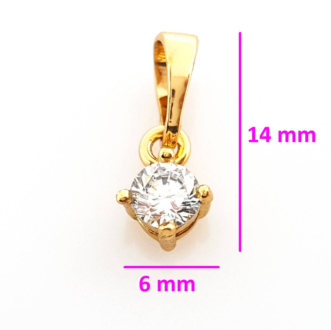 

Кулон, медицинское золото, Камешек с цирконием 6 mm, 18К