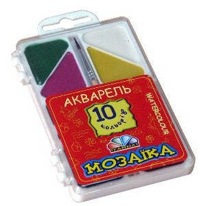 

Краски акварельные медовые, Гамма Мозаика 10 кол с кисточкой