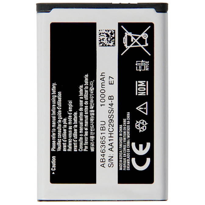 

Аккумулятор Samsung GT-S5610 / S3650 / SGH-L700 / AB463651BE / AB463651BU (960mAh)