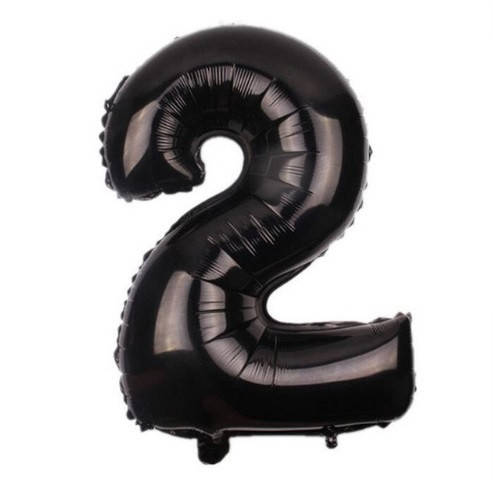 

Шарик цифра 2 черная, длина 70см, (без гелия), фольга, Черный