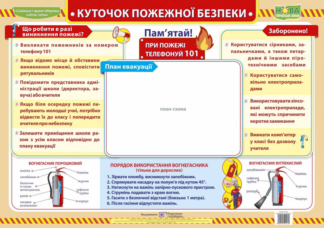 

Плакат шкільний: Куточок пожежної безпеки